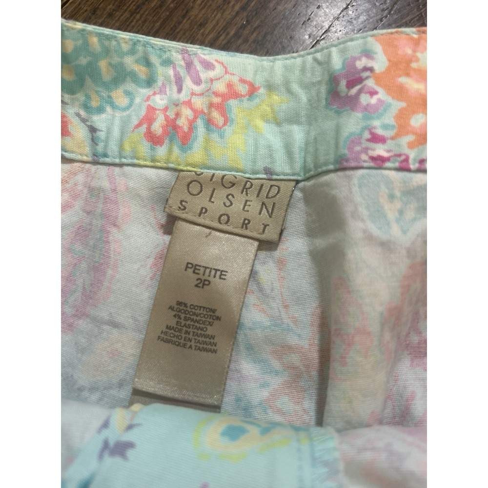 Sigrid‎ Olsen Sport Blue Floral Pants sz 2P Drawstring Cuffs Stretch Cottagecore - Picture 4 of 5